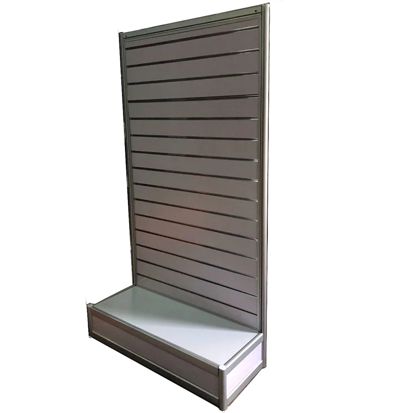 Hot aluminum slat wall display rack, lockable display furniture for cell phone accessory