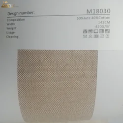 Furnished Plain Cotton Jute Fabric For Furniture Upholstery