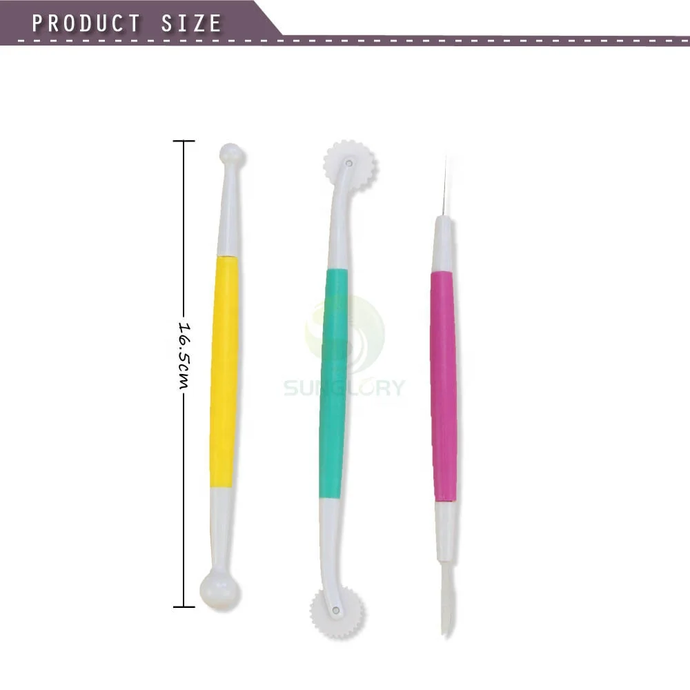 Пластиковые инструменты для моделирования торта 3 шт. украшение помадки и мастики резные ручки цветочное моделирование глиняная форма выпечки тортов