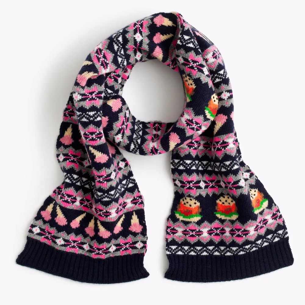 
GIRLS 48/30/22 wool/nylon/ viscose KNITTED SCARF WITH FAIR ISLE JACQUARD PATTERN 