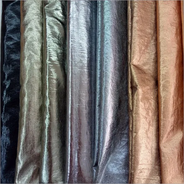 70D nylon crinkled fabric with gold stamping for  downJacket