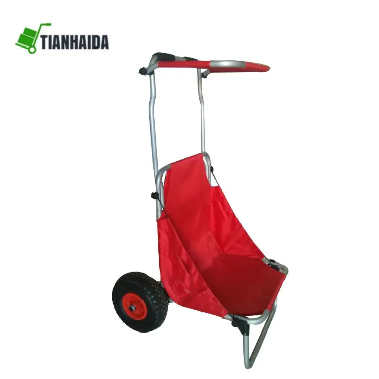 Red Folding Beach chair  fishing chair beach trolley