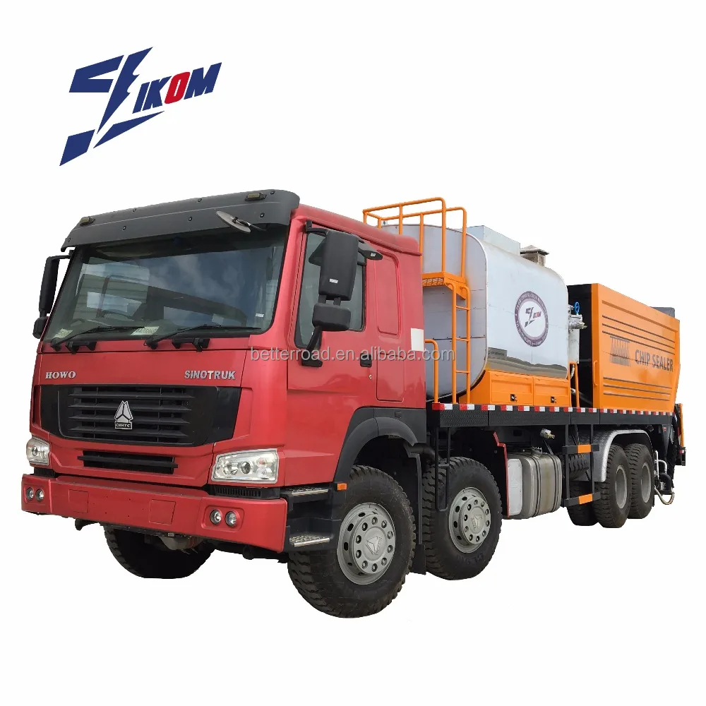 IKOM hot mix bitumen plant sweeper truck synchronous asphalt chip sealer equipment