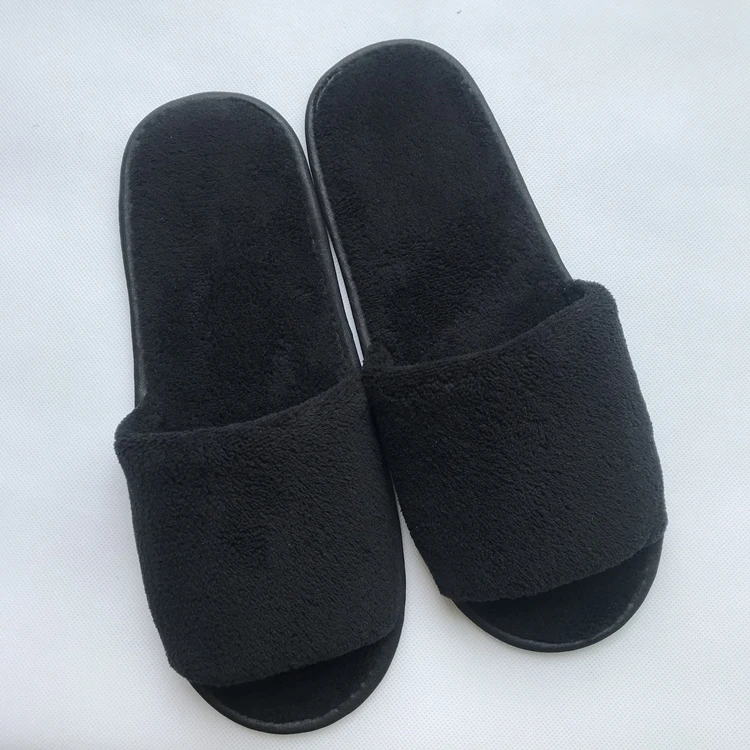 
Export worldwide reusable disposable non slip warm black coral velvet family usable slippers  (62193163688)