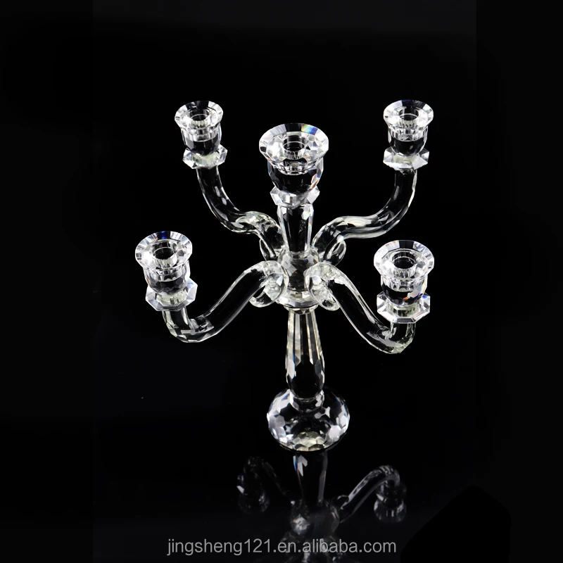 Europe Regional Feature 5 Arms Glass Crystal Candelabra For Wedding Decor