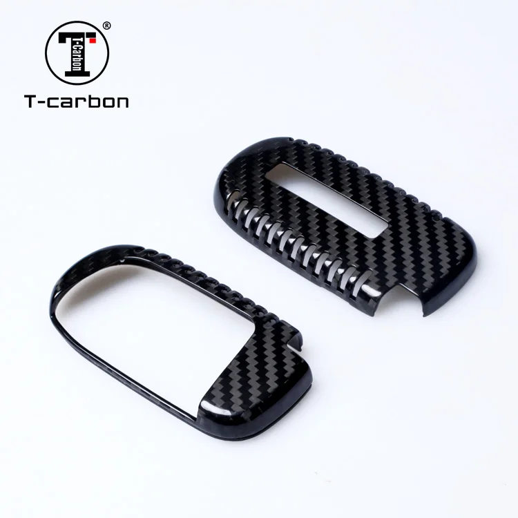 T-carbon Carbon Fiber Car Key Case For 2015-2021 Dodge Charger parts 17 challenger Hellcat JEEP Key Cover Decorated Car Key Bag