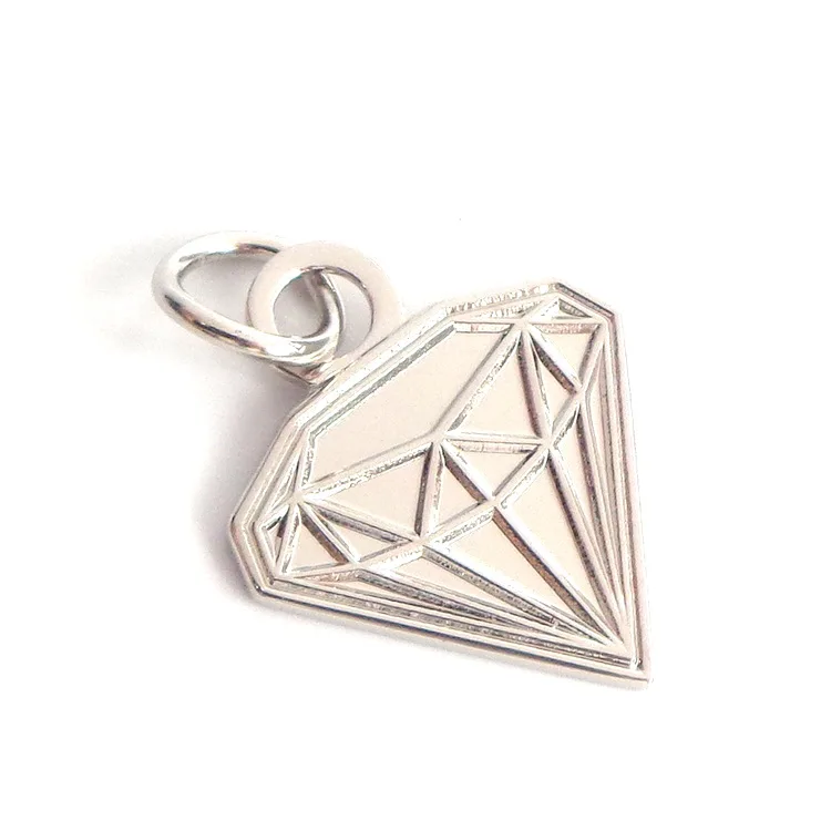 Custom Made Printed Gift Silver Jewelry Diamond Shape Metal Tags