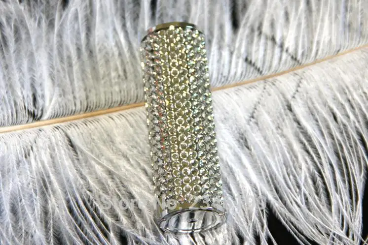 12.1mm Shiny Silver Empty Lipstick Tube Top Grade Elegant  Lip Balm Container with rhinestone