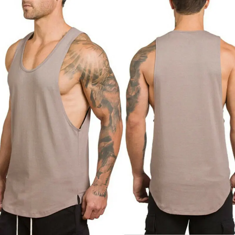 Oem Custom Print 100% Cotton Men Tank Top With Extreme Dropped Armhole