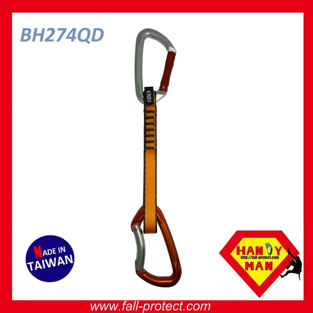 CE UIAA Certified A750-QD1 D Type D Shaped Aluminum Climbing Quickdraw