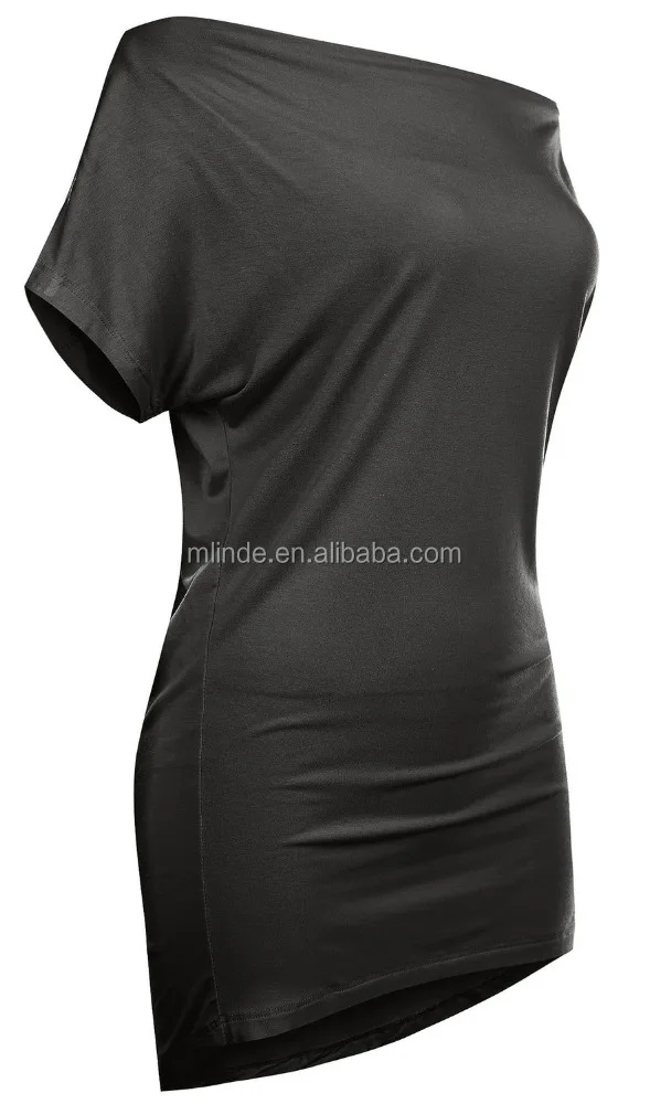 Alibaba Wholesale Custom Fashion Women One Shoulder Sexy Loose Tunic Tops for Leggings Convertible Ladies Blouse Shirt