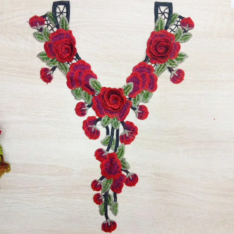 Embroidery lace cloth patch rose flowers clothes patch collar