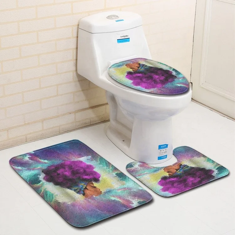 Creative Top Seller 2024 Promotional Home Decor Bathroom Products Anti Slip Toilet Bath Rug Bathroom Mat Set of 3 Pcs