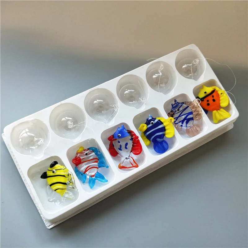 
Colorful handmade murano glass bubble fish as fish tank decoration 