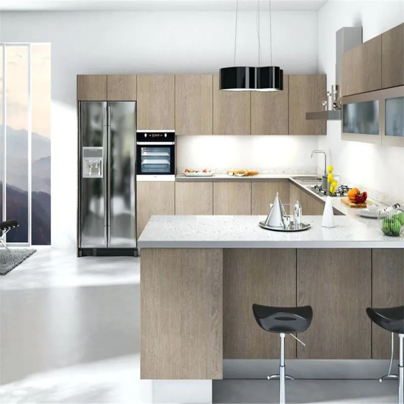 Melamine door panel with soft closing hardware kitchen cabinet