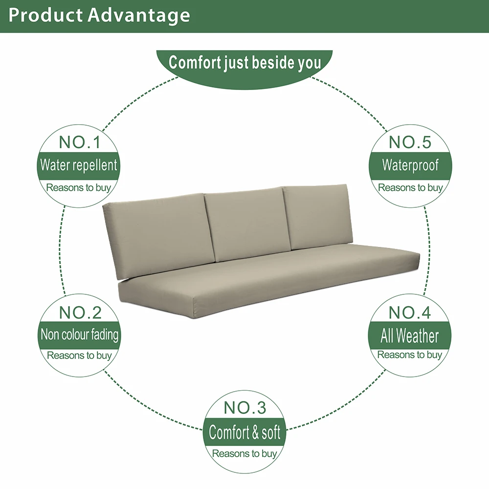 
Home Garden Patio Seat Replacement Cushion set PU foam Outdoor furniture cushions 