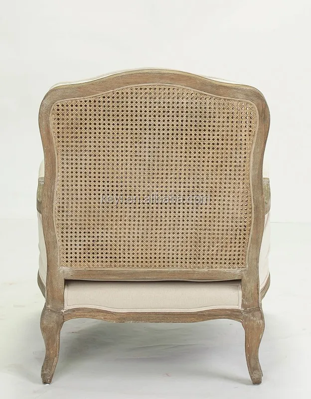 
French style carved design wooden armchair/rattan back arm chair (CH-300-OAK) 