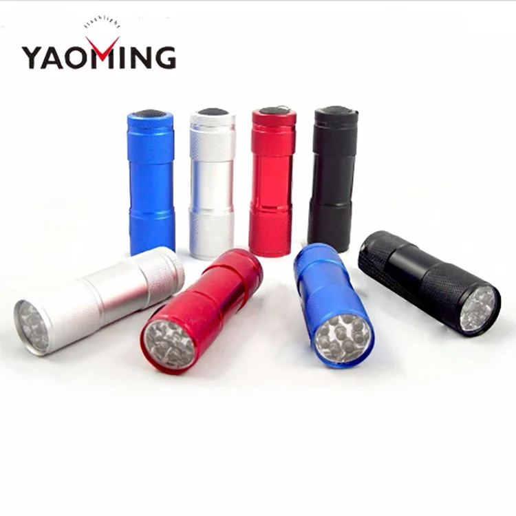 3*AAA Battery Aluminum kids Mini 395nm Blacklight UV LED 9 LED Torch Gift Flashlight