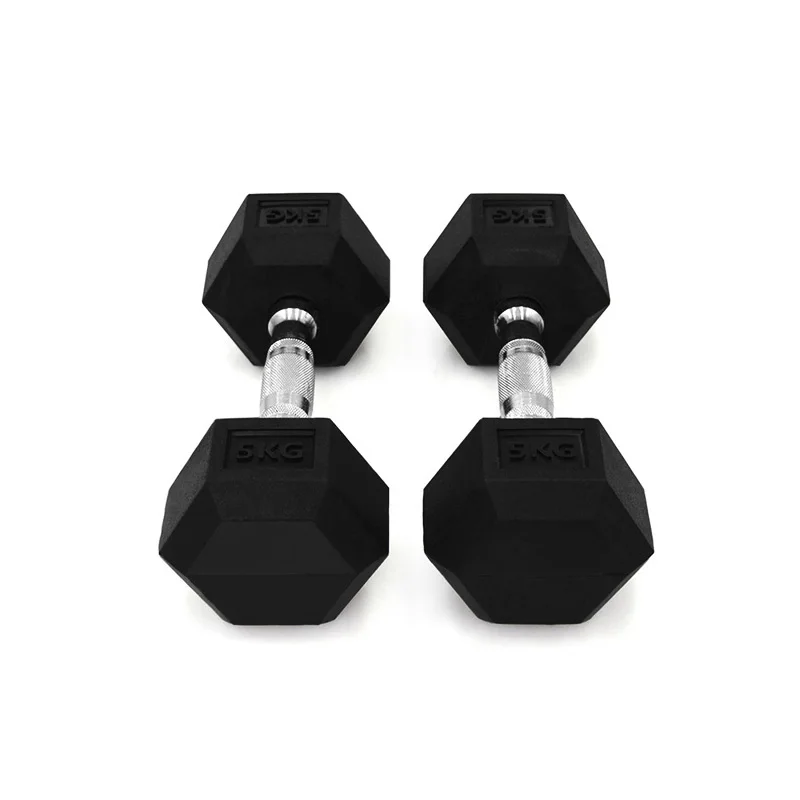 OEM Factory Price Gym Equipment Weight Lifting Rubber Coated Hex Dumbbell