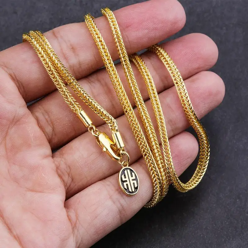 KRKC&CO Wholesale Round Stainless Steel 14k 18k Gold Plated Necklace Franco Chain