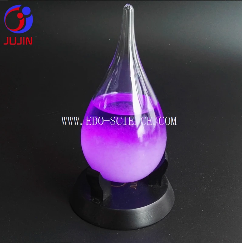 
OEM Logo Gift Admiral Fitzroy Storm Glass Teardrop Weather Forecast Bottle with Wooden Base 
