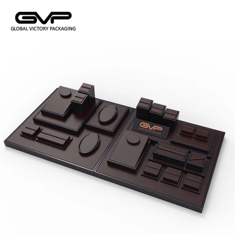 Modern design custom logo handmade jewelry display stand showcase tray for jewelry ring earrings neacklack pendant