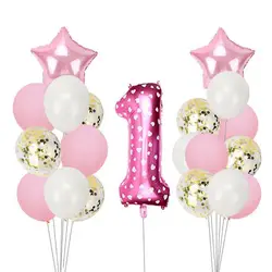 Wholesale 1st Birthday Party Decoration 32inch Number 1 Foil Balloon Set Confetti and Latex Balloons