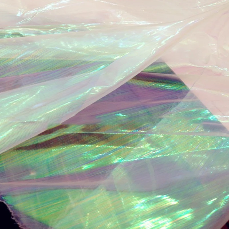 Блестящая яркая Радужная Ткань органзы