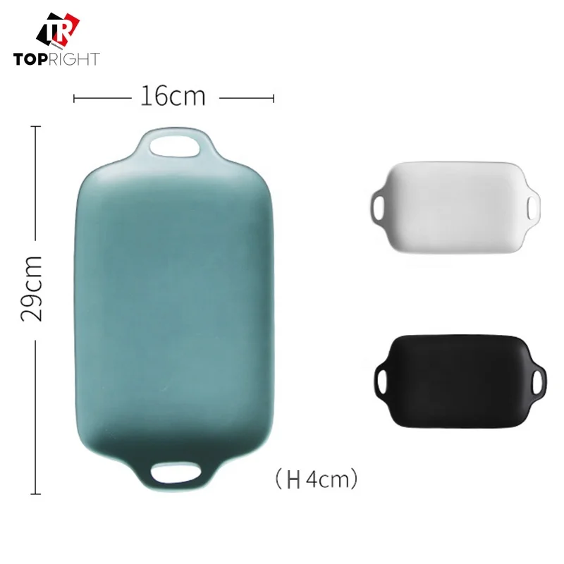 baking dish, Rectangular pan with handles, light blue serving dish