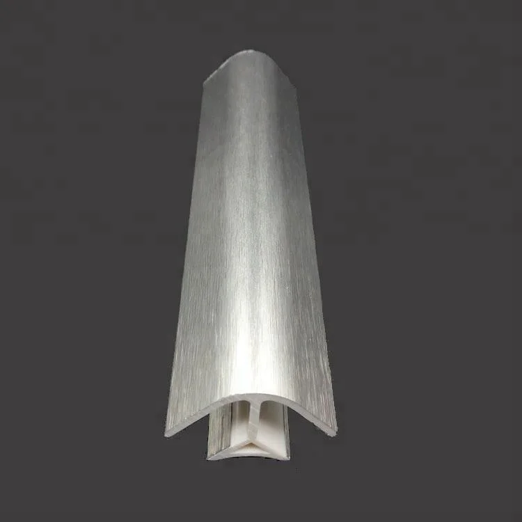 aluminum brushed plastic corner with foiled two sides for pvc skirting