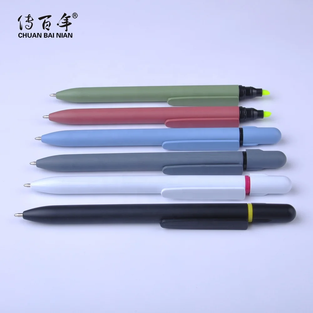 New Design Promotional Simple Double Side Ball Pen with Highlighter