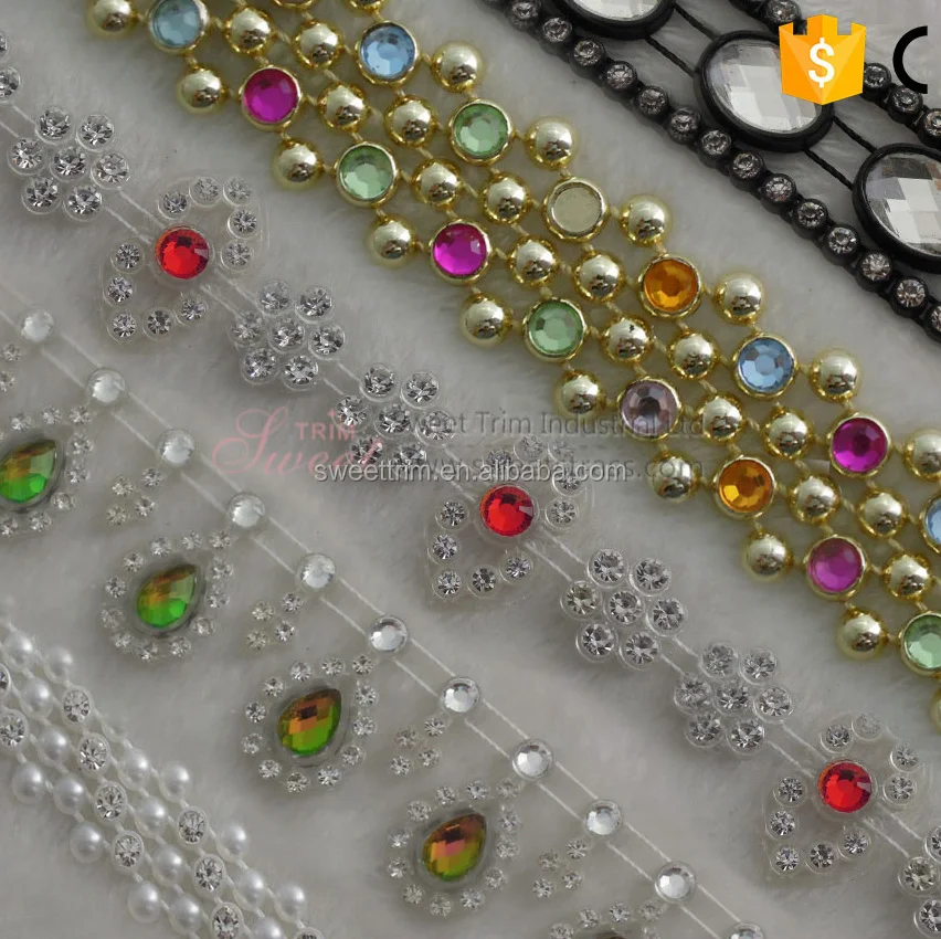 Plastic crystal rhinestone banding ribbon wholesale 500+ designs