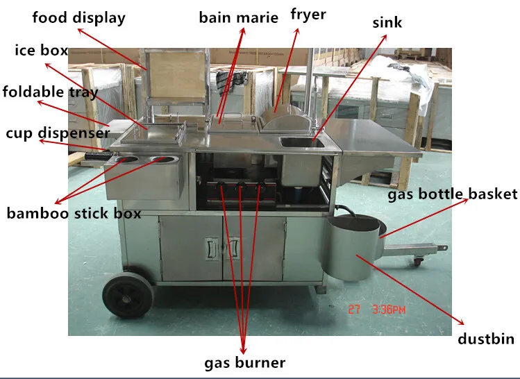 Mobile fast food vending trailer customized snack food cart for selling