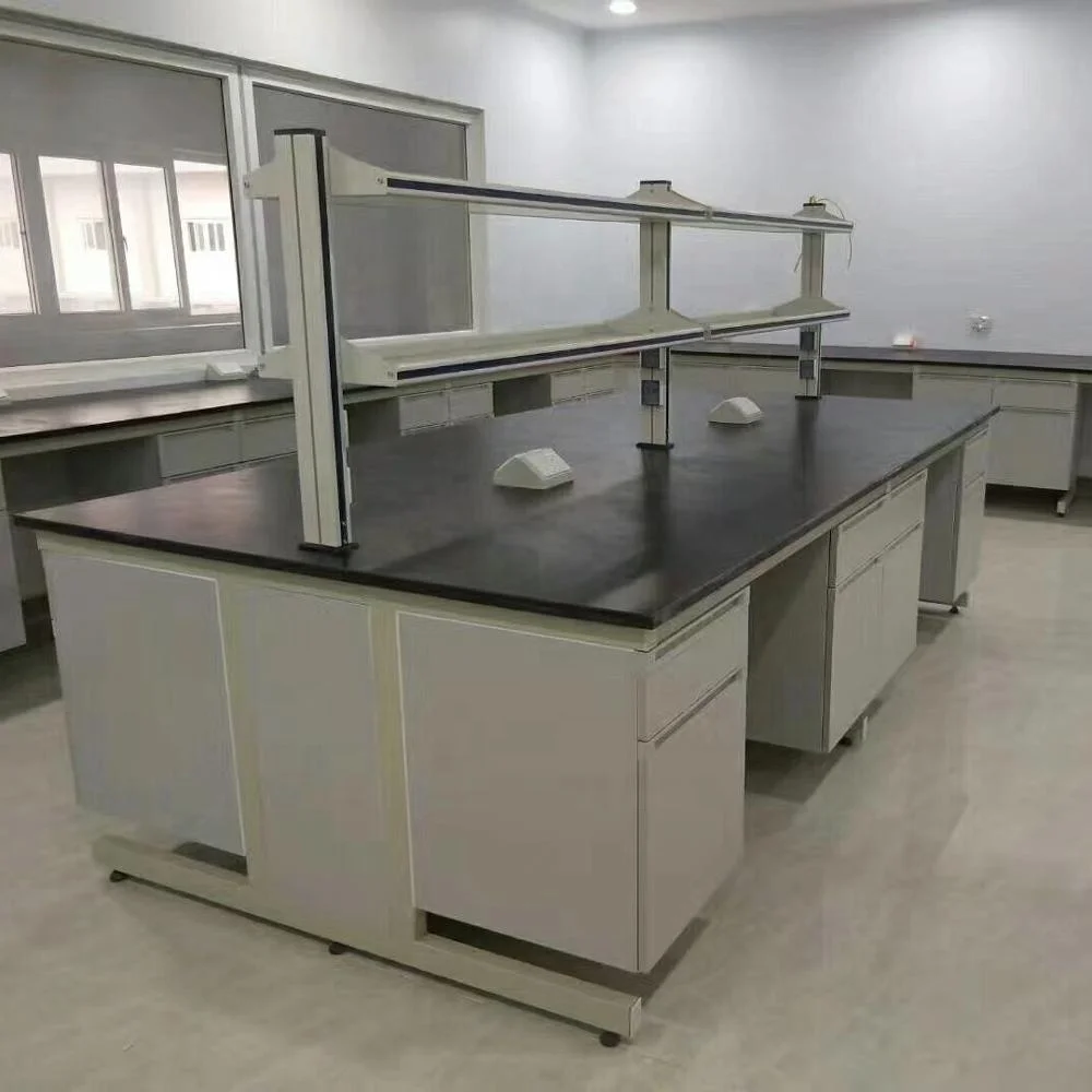 School Laboratory Furniture Chemical and Physical Metal Wooden Lab Bench with Sink and Drawers