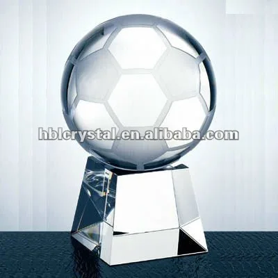 Honor of crystal Crystal Football Trophy Soccer Shape Glass With Crystal Base Sport Theme