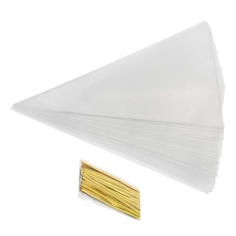 transparent  Triangle shaped Treat  Gift  Snacks Cookies Cellophane  Popcorn Cone Bags