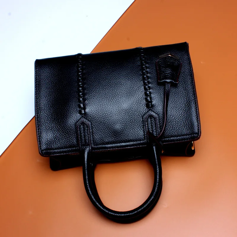 Genuine Leather Handbags For Women Cow Leather Embossed Shoulder Bag Lady Handbag Casual Women Large Tote Bag