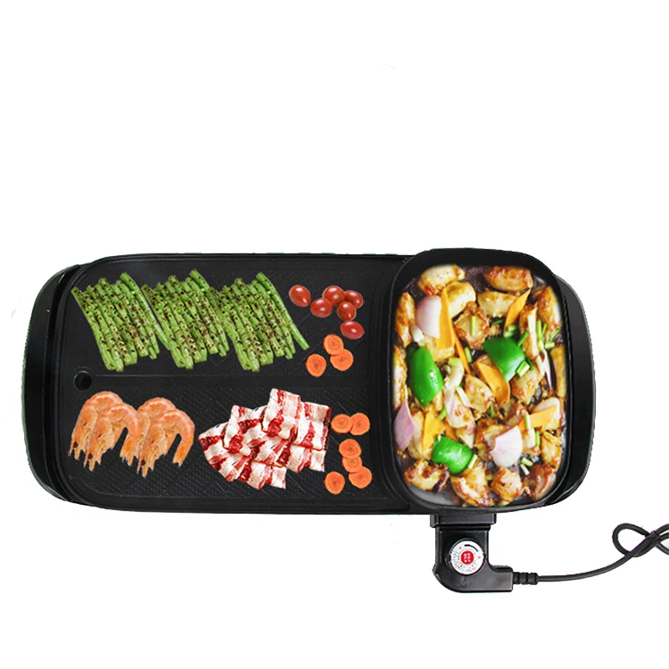 
Realbei Al-2462 factory wholesale price electric grill flat pan electric hot pot pan electric smokeless grill 