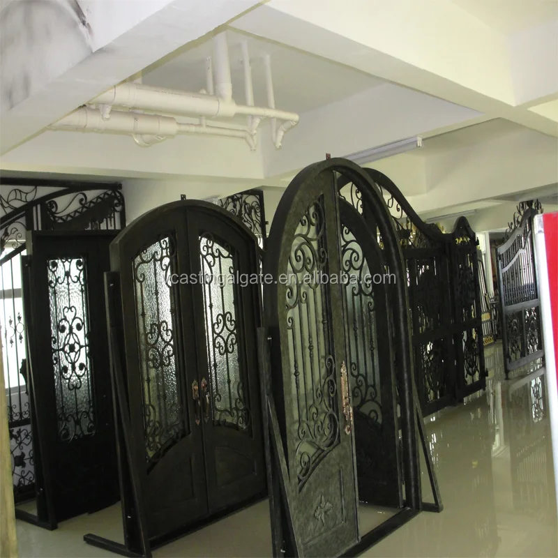 Merlin arched top interior doors wrought iron door