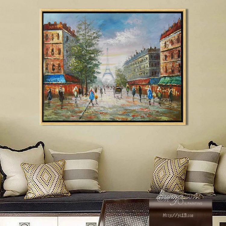 50% off Existing samples Paris street scenery hand painted Wall Pictures painting ZQ-184