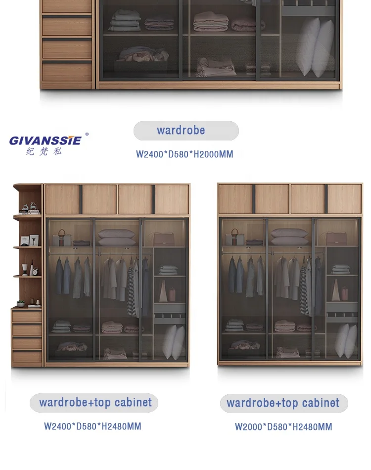New design luxury wardrobe with glass  doors