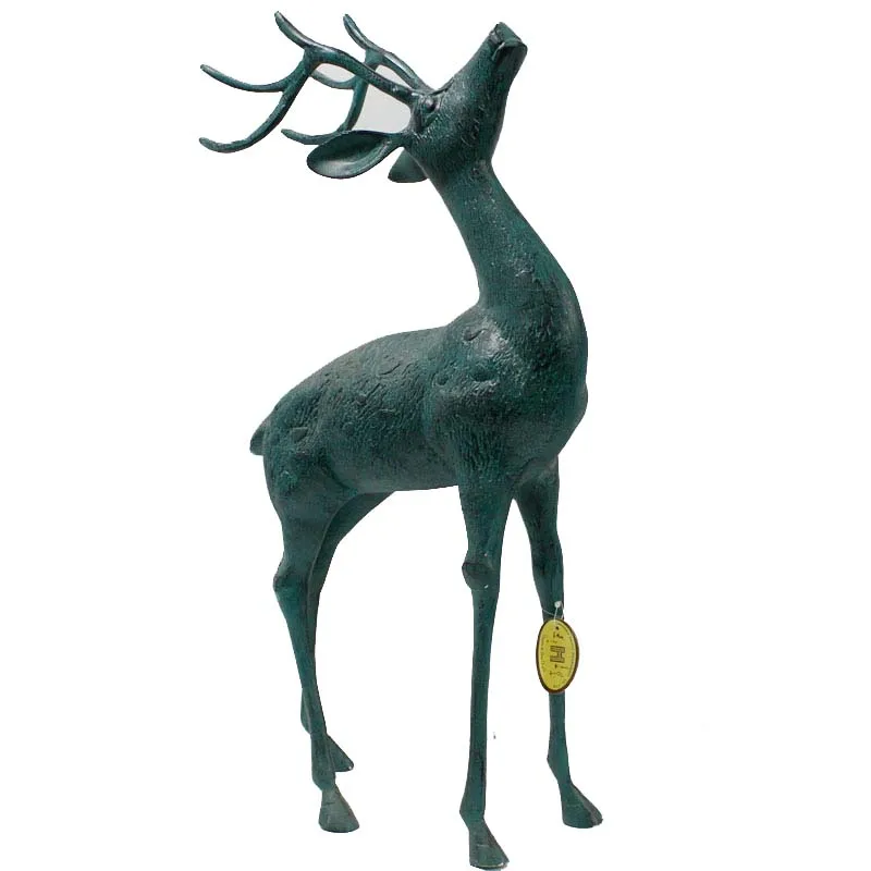 Handmade metal bronze deer shaped garden sculpture