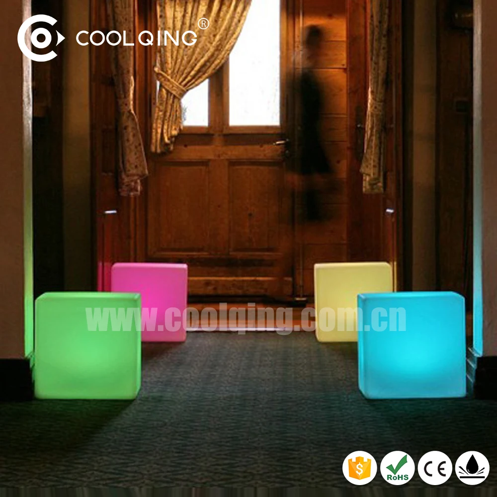 40cm Illuminated Plastic lighted plastic led cube/ led sitting cubes rechargeable seat