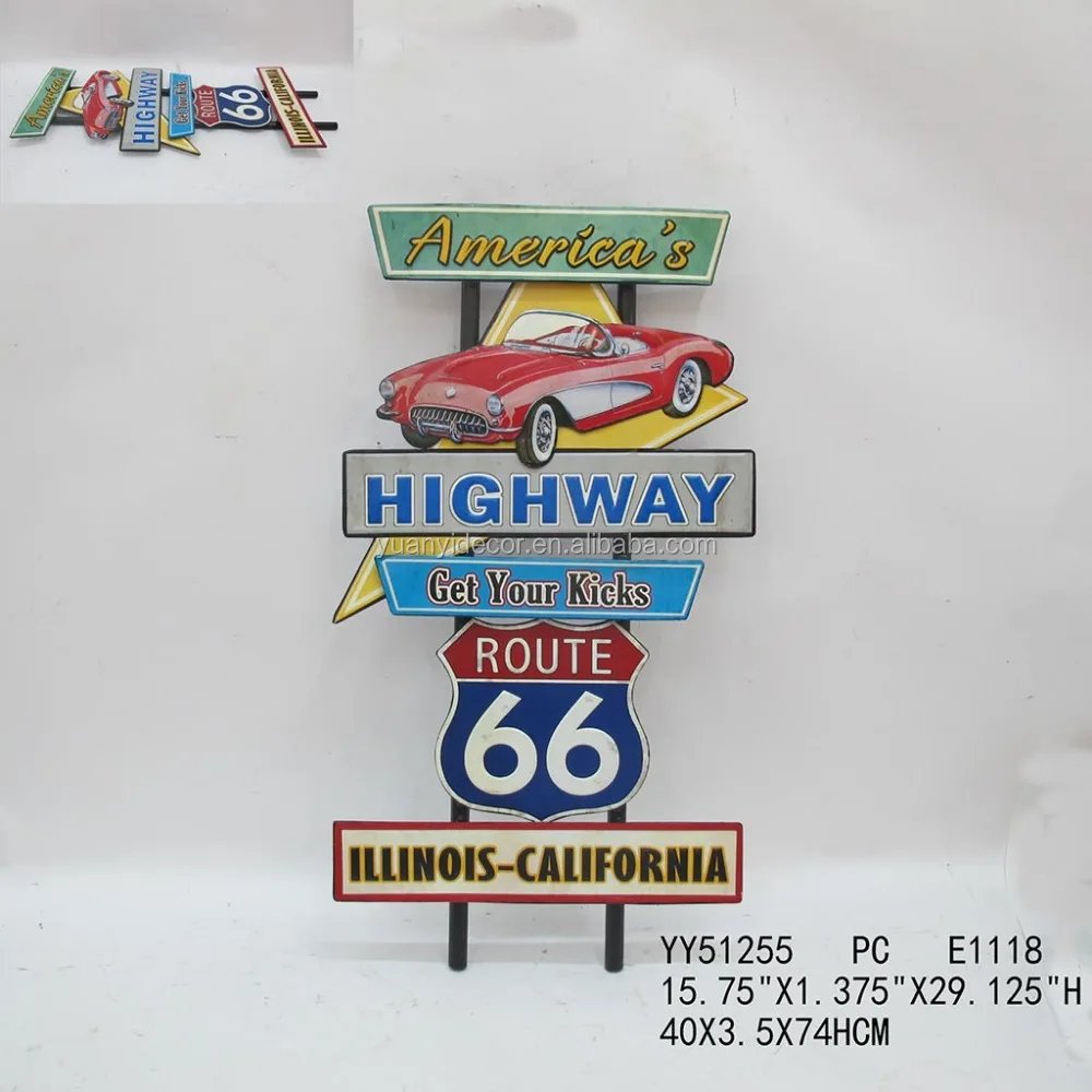 Custom painting Amercian car embossed metal wall plaque, advising plaque wall plate