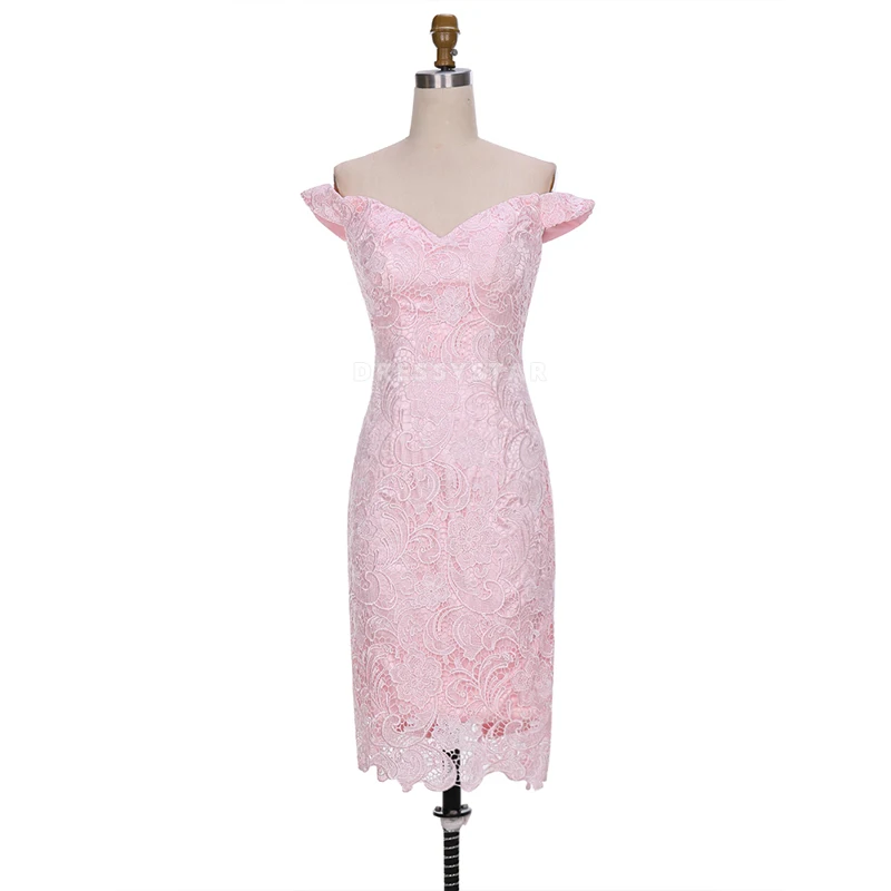 Горячая Распродажа, Короткое свадебное вечернее платье с открытыми плечами и цветочным кружевом, розовое платье подружки невесты 2019