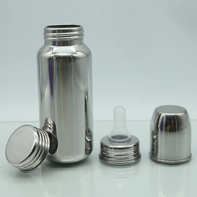 
New style creative single wall stainless steel small capacity 120ml and 240ml lovely little baby milk feeding bottle 