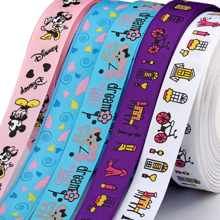 Wholesale 1.5 custom cartoon printed grosgrain ribbon