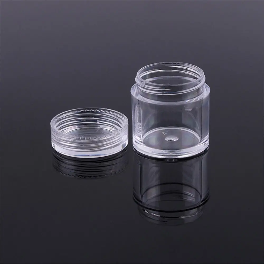 
10g/ml tall Clear round mini Empty Plastic Cream Bottle,Nail Art Glitter Dust Powder Case pot box jar X10 