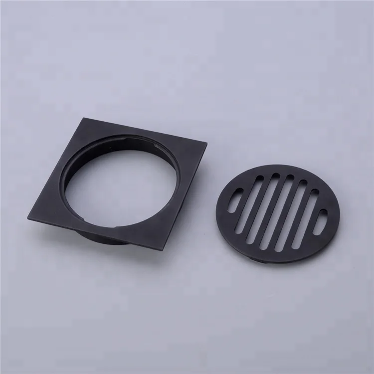 Слив для душа, слив для ванной комнаты, слив для пола, корпус, цельная Латунная вставка для плитки, квадратные напольные решетки для отходов, черный хром