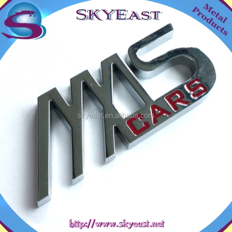 High Shiny Silver Polished Enamel Branded Metal Car Logo Plates